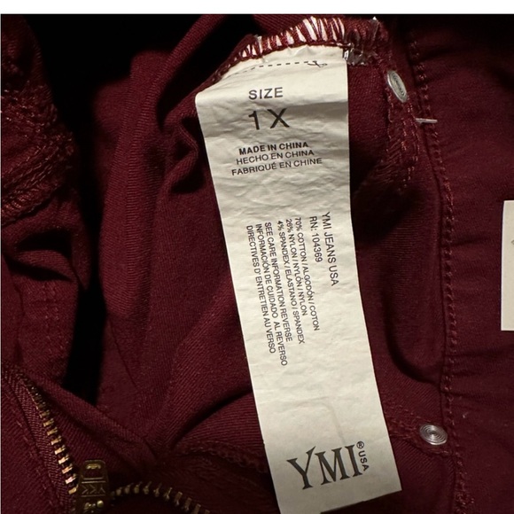 EUC YMI Jean USA forever colour stretch jeans in wine 1X - Picture 4 of 5